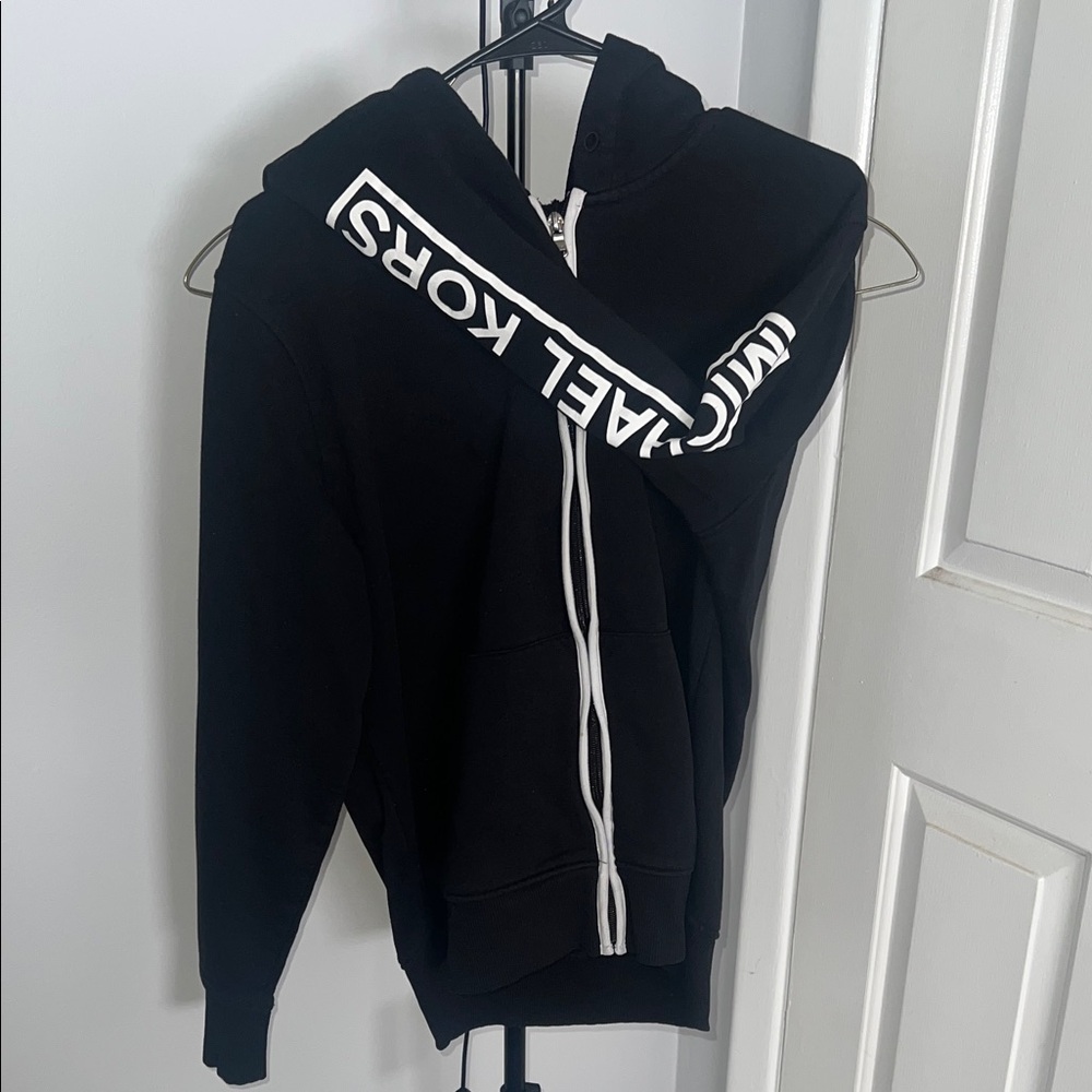 Michael Kors Black Zip-Up Hoodie with White Logo